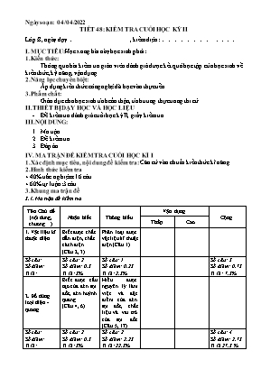 Đề kiểm tra cuối học kỳ II môn Công nghệ Lớp 8